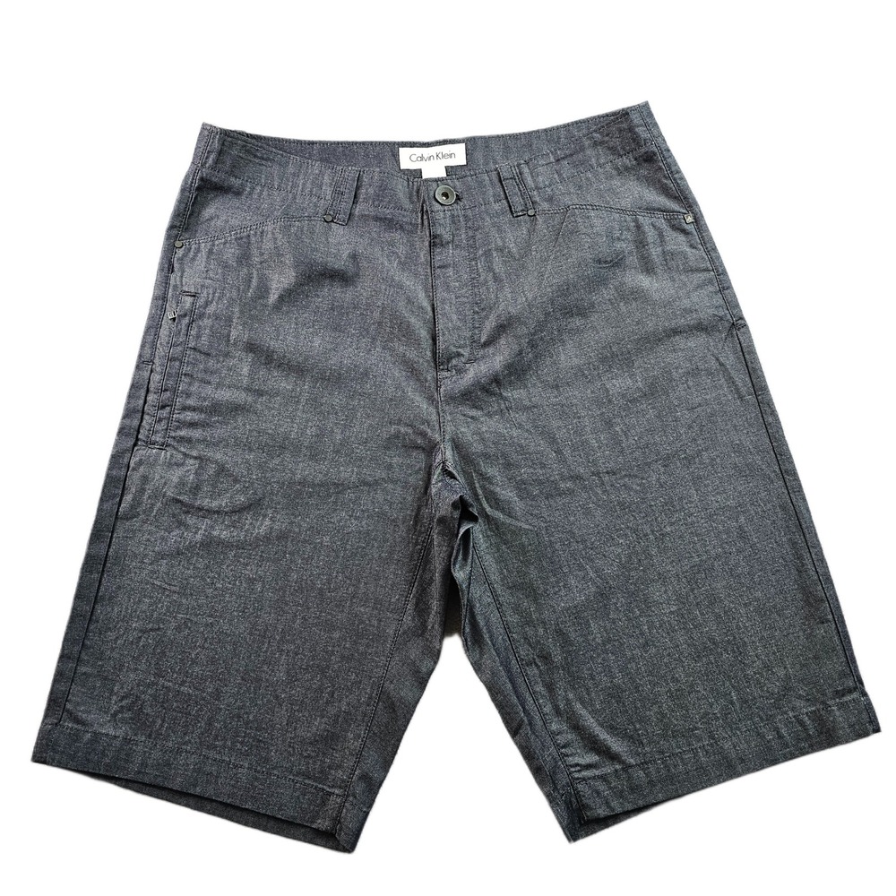Calvin Klein Barmuda Shorts Mens 30 Gray Flat Front Zipped Pocket Casual Outdoor